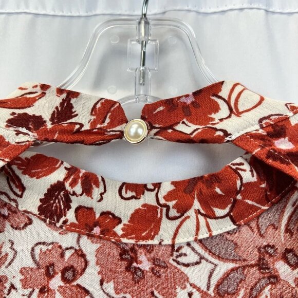 Andree By Unit Womens Blouse Multicolor Floral Bell Sleeve Cutout Back S New - Picture 7 of 12